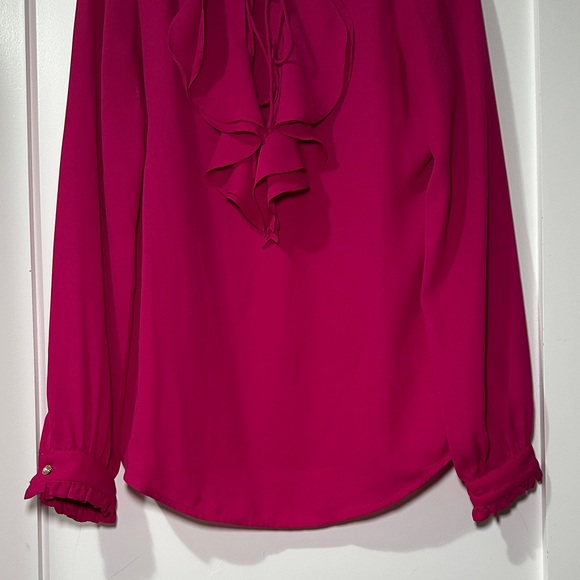 Karl Lagerfeld Hot Pink Fuchsia Ruffle Blouse XS - Picture 5 of 6